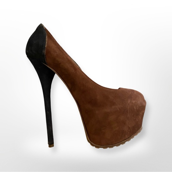 Brown, Black Suede Platform heels, Size EU 37 - Picture 3 of 7